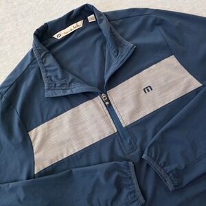 Travis Mathew Men Quarter Zip Pullover Navy Blue Performance Golf Top Medium